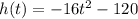 h(t)=-16t^2-120