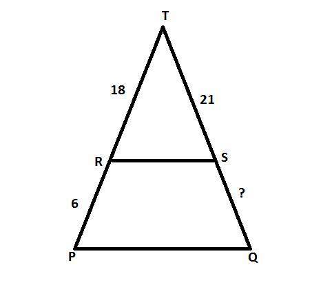 Pq is parallel to rs the length of rp is 6cm the length of pt is 18cm the length of qt is 21cm what