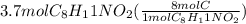 3.7molC_8H_11NO_2(\frac{8molC}{1molC_8H_11NO_2})