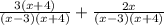 \frac{3(x+4)}{(x-3)(x+4)}+\frac{2x}{(x-3)(x+4)}