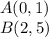 A(0,1)\\B(2,5)