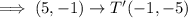 \implies (5,-1)\to T'(-1,-5)