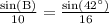 \frac{\text{sin(B)}}{10}=\frac{\text{sin}(42^{\circ})}{16}