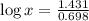 \log x=\frac{1.431}{0.698}