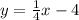 y=\frac{1}{4}x-4