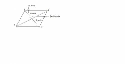 The area of rhombus abcd is 72 square units. ec = 8 units and db = x – 1. what is the value of x?  9