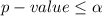 p-value\leq\alpha