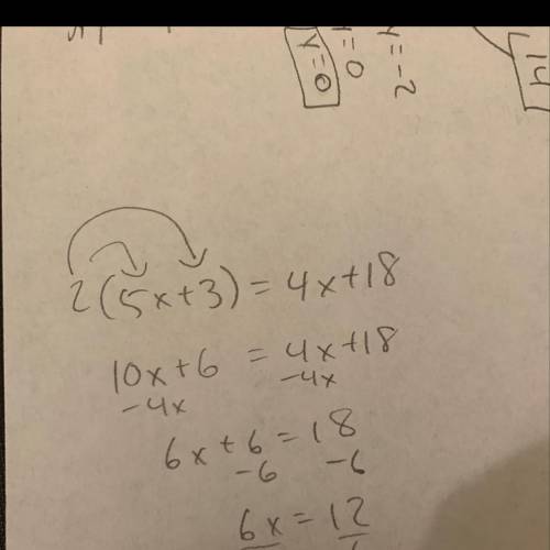 2(5x+3)=4x+18 how would i solve this problem