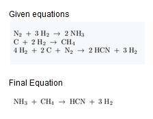 Consider these chemical equations. n2(g) + 3h2(g) → 2nh3(g) c(s) + 2h2(g) → ch4(g) 4h2(g) + 2c(s) +