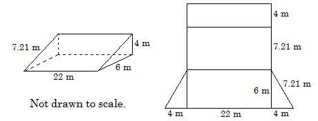 Me  use the net to find the surface area of the prism 268 m^2 402.62 m