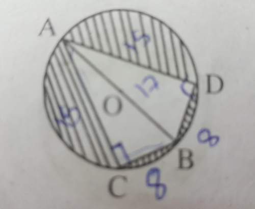Find the area of the shaded region in the figure given here, if bc = bd = 8 cm, ac = ad = 15 cm, and