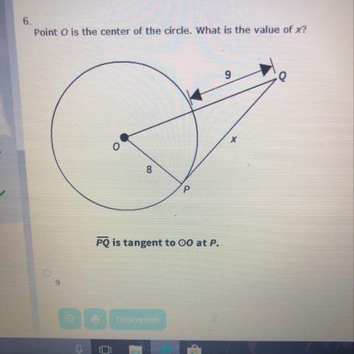 Point o is the center of the circle. what is the value of x?  answer options: 9, 17, 8, 15