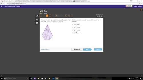 The base of a solid right pyramid is a regular hexagon with a radius of 2x units and an apothem of u