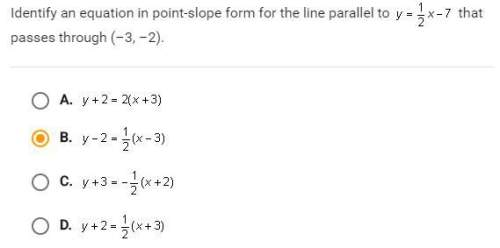 Identify the equation in point slope form for the line parallel to y=1/2x-7 that passes through (-3,