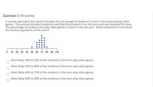 Anumber generator was used to simulate the percentage of students in a town who enjoy playing video