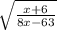 \sqrt{ \frac{x+6}{8x - 63}}