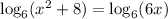 \log_6(x^2+8)=\log_6(6x)