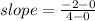 slope = \frac{-2-0}{4-0}