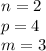 n=2 \\ p=4 \\ m=3