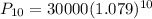 P_{10}=30000(1.079)^{10}