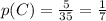 p(C)= \frac{5}{35} = \frac{1}{7}