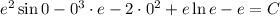 e^2\sin0-0^3\cdot e-2\cdot0^2+e\ln e-e=C