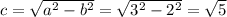 c=\sqrt{a^{2}-b^{2}}=\sqrt{3^{2}-2^{2}}=\sqrt{5}