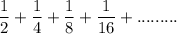 \dfrac{1}{2}+\dfrac{1}{4}+\dfrac{1}{8}+\dfrac{1}{16}+.........