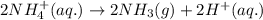 2NH_4^+(aq.)\rightarrow 2NH_3(g)+2H^+(aq.)