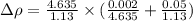 \Delta \rho =\frac{4.635}{1.13} \times(\frac{0.002}{4.635}+\frac{0.05}{1.13})