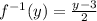 f^{-1}(y)=\frac{y-3}{2}