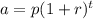 a= p(1+r) ^{t}