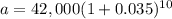 a= 42,000(1+0.035) ^{10}