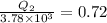 \frac{Q_2}{3.78\times 10^3}=0.72