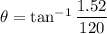\theta=\tan^{-1}\dfrac{1.52}{120}