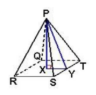 Given a regular square pyramid with rs = 6 and px = 4, find the following measure. st = 3 5 6