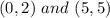 (0,2)\ and\ (5,5)