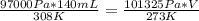 \frac{97000Pa*140mL}{308K} =  \frac{101325Pa*V}{273K}