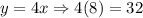 y=4x\Rightarrow 4(8)=32