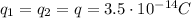 q_1=q_2=q=3.5 \cdot 10^{-14} C