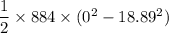 \dfrac{1}{2}\times 884 \times (0^2-18.89^2)