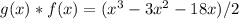 g(x)*f(x)=(x^{3} - 3x^{2} -18x)/2