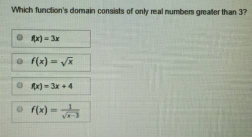 Which functions domain consists of all real numbers greater than 3