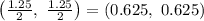 \left( \frac{1.25}{2} ,\ \frac{1.25}{2}\right)=(0.625,\ 0.625)