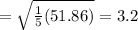 = \sqrt{ \frac{1}{5} (51.86) }  =3.2