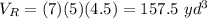 V_R=(7)(5)(4.5)=157.5\ yd^3
