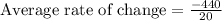 \text{Average rate of change}=\frac{-440}{20}