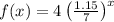 f(x) = 4\left(\frac{1.15}{7}\right)^x