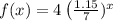 f(x) = 4\left(\frac{1.15}{7}\rigth)^{x}