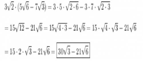 What is the following product 3 sqrt 2(5 sqrt 6-7 sqrt 3)